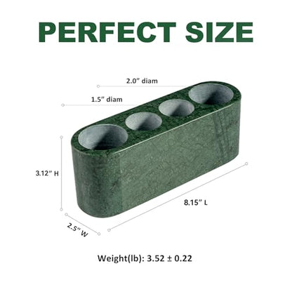 BCS Toothbrush Holder for Bathrooms, 4 Slots Marble Toothbrush and Toothpaste Holder Stand Bathroom Organizer Countertop for Electric Toothbrush, Floss, Razor, Comb - Italy Green