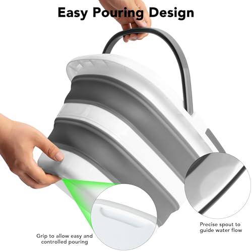Large Collapsible Mop Bucket, 16L(4.2 Gallon) Plastic Bucket for House Cleaning, Car Washing, Silicone Cleaning Supplier Organizer, Portable Basket with Handle for Laundry Storage, RV Camping, Fishing