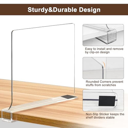 Shelf Dividers for Closet Organization, Adjustable Shelf Separators, 10 Pcs | Non-Slip Design for Organization Enthusiasts, Expand Closet Vertical Space for Clothes, bags, Purses, Towels, Books, Shoes