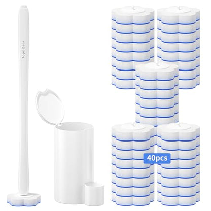 Disposable Toilet Bowl Brush with 40 Toilet Wand Refills, Toilet Bowl Cleaner Wands, Toilet Cleaning System Starter Kit