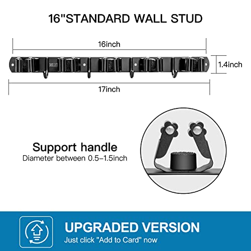 IMILLET Broom Holder Wall Mount, Heavy Duty Garage Organization Mop Hanger | Stainless Steel Broom and Mop Organizer Wall Hanging Self Adhesive for Laundry Room,Garden,Utility