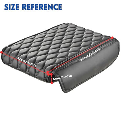 Car Armrest Cushion Pad Auto Center Console Cover with Storage Bag Memory Foam Arm Rest Console Pad Leather Universal Fit for Most Vehicles (Thick Pad, Black)
