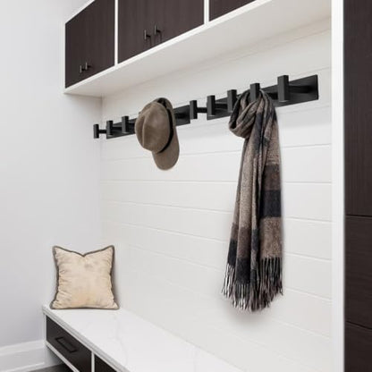 Bntuk Coat Rack Wall Mount - 5 Coat Hooks, Towel Racks for Bathroom Robes Bags Keys, Hat Rack Wall Towel Hooks Organizer Essential (Black)