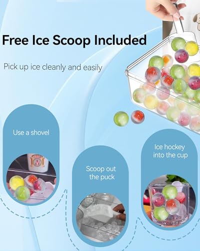 Ice Cube Trays with Lid and Bin, BPA-Free Mini 0.8 Inch Sphere Ice Molds, 3-Pack Small Round Ice Ball Trays，，Easy Release, Includes Scoop & Ice Storage Box for Cocktails, Coffee