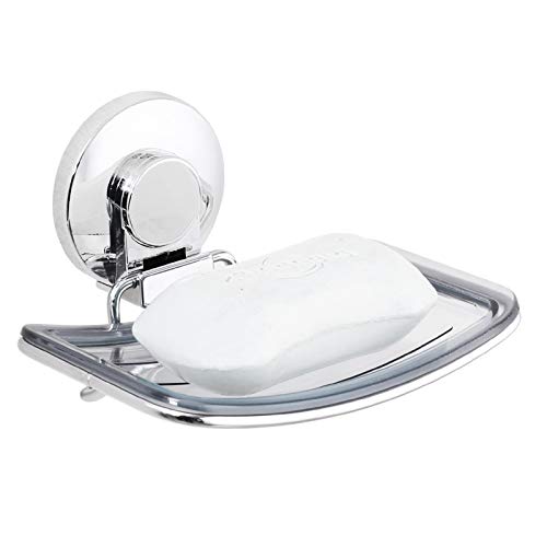 Chrome Suction Cup Soap Dish Holder for Shower Wal... (Chrome | Plastic)