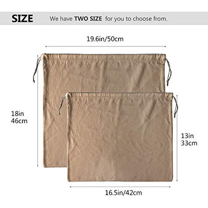PlasMaller Dust Cover Storage Bags Purified 100% Cotton with Drawstring Pouch For Handbags Purses Pocketbooks Shoes Boots Set of 2 (16.5 x 13 in)