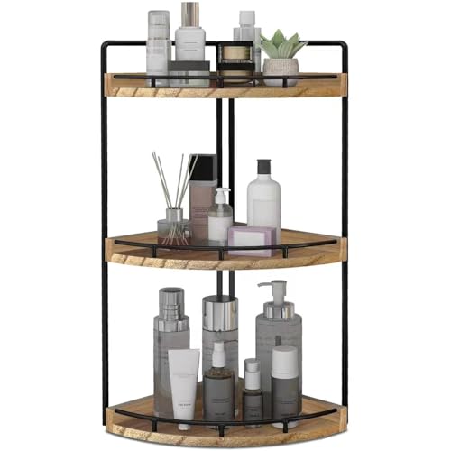 Corner Bathroom Organizer Countertop,Vanity Counte... (Rustic Brown | Wood)