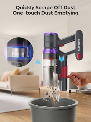 SMOTURE Cordless Vacuum Cleaner, Upgraded 650W 55KPA 70Mins Vacuum Cleaner for Home, Pet Brush&3.3Ft Hose, Self-Stand, Auto Mode,Touchscreen, Anti-tangle Vacuum, Stick Vacuum for Pet Hair/Carpet/Floor