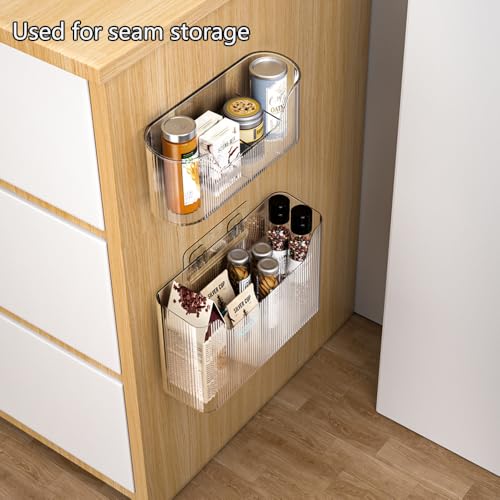 2PCS Cabinet Door Organizer,Self Adhesive Kitchen Cabinet Organizer,Cabinet Door Storage Box for Bathroom/Kitchen/Living room,Storage shelf rv must haves. (transparent)