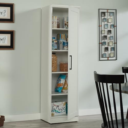 Sauder HomePlus Pantry Storage Cabinet, Soft White | Single Door, Adjustable Shelves, Kitchen Storage Cabinet
