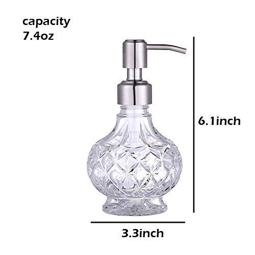 YunNasi Soap Dispenser with Pump, Clear Crystal Design, Refillable | Vintage and Elegant,Liquid Hand Soap Dish Soap Dispensers for Bathroom Counter, Kitchen Sink, Style 1