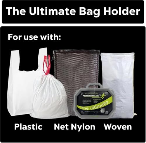 Medium SnapRing Trash Bag Holder | Portable Garbage Opener Frame for 5–30 Gallon Grocery Recycling Bags, Indoor Cleanup Organizer