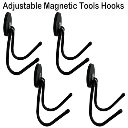 4 Pack Strong Garage Magnetic Hooks, Power Tool Organizer Rack, Heavy Duty Storage Utility Magnet Hooks for Power Drill,Garden Tools, Hose,Pegboard,Garage, Workshop for Indoor & Outdoor Hanging
