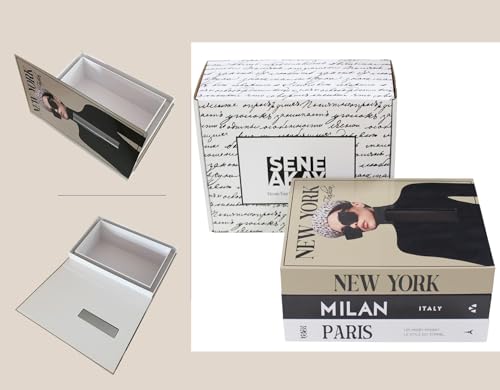 Senea Kay Rectangular Tissue Box Cover - Decorative Faux Book Tissue Box Cover, Rectangule Tissue Holder Dispenser Large Enough to Fit Rectangular Tissue Boxes Chic Modern Decor Gift - Khaki Neutral