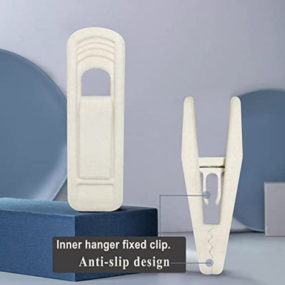 TOFIIGREM Velvet Hanger Clips for Velvet Hangers - 20 PCS Beige Non-Slip Velvet Clip for Skirt Hanger, Strong Flocking Clips Fit for Ivory Velvet Hangers