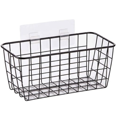 2 Set Adhesive Hanging Wall Basket Inside Cabinet Door Organizer,Wall Storage Basket-No Drilling Adhesive wall Basket for Cupboard Door,Space-Saving Small Hanging Baskets for Wall Mount Storage,Black