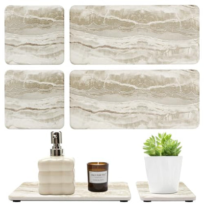 4 Pcs Drying Stone for Kitchen Counter Soap Trays Bathroom Sink Toothbrush | Fast Water Absorbing Stone Tray Hand Soap Dish Quick Dry Mat Sponge Holder Sink Caddy Ceramic Bathroom Tray Diatomite Coaster