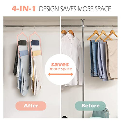 Velvet Pant Clothes Hanger Space Saving Non Slip Hanger Jean Slack Hangers | Multiple Velvet Hanger Closet Organizer Storage and Organization for Jeans,Scarf,Tie(Pink, 3)