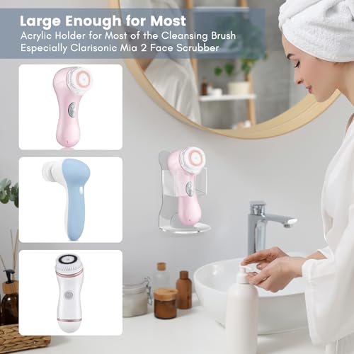 Universal Acrylic Organizer for Electric Face Scrubbers & Cleansing Brushes – Waterproof Holder Compatible with Coslus,Clsevxy,Touchbeauty, Wovazus, Visofo,Clarisonic Mia 2 (Holder Only)