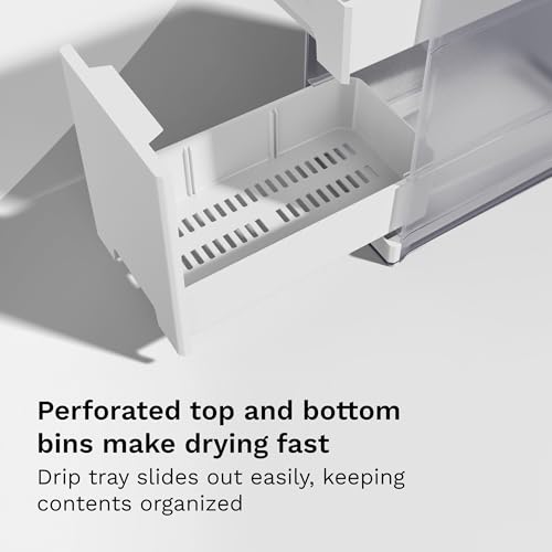 Baby Brezza Covered Drying Rack & Countertop Organizer, 8 Bottle Capacity | Ultimate Counter Neatness with Unique Mess Containing Lid on Rack - Vertical Bottle Storage, Large Capacity Plus Accessories