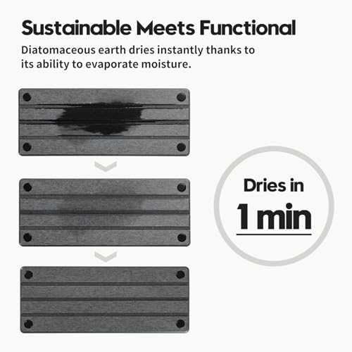 Sink Caddy Kitchen Sink Organizer, Water Absorbing Stone Tray for Sink,Diatomite Bathroom Counter Tray,Faucet Drying Mat Protector Coaster Soap Dish Rack Riser Vanity Dispenser Sponge Holder,10" x 4"