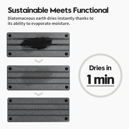 Sink Caddy Kitchen Sink Organizer, Water Absorbing Stone Tray for Sink,Diatomite Bathroom Counter Tray,Faucet Drying Mat Protector Coaster Soap Dish Rack Riser Vanity Dispenser Sponge Holder,10" x 4"