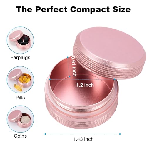 Small Pill Case Keychain Pill Holder - Portable Travel Pill Box Container | Waterproof Durable Metal Medicine Pill Organizer for Earplugs, Jewelry, Compatible with Loop, Vibes & Eargasm