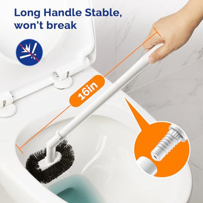 HAMITOR Toilet Plunger Brush Set: Curved Bristles Design for Deep Cleaning | Deep Cleaning Under Rim, Heavy Duty Rubber for Unclog- Compact Bathroom Cleaning Tools for New Homet Essentials - White