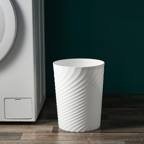 Bathroom Trash Can 1.8 Gallon Small Waste Basket Garbage Can for Dorm Kitchen Toilet Office Bedroom, 2 Pack White