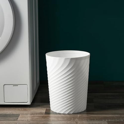 Bathroom Trash Can 1.8 Gallon Small Waste Basket Garbage Can for Dorm Kitchen Toilet Office Bedroom, 2 Pack White