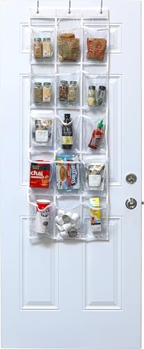 Simple Houseware 15 Pockets Clear Over the Door Pantry Organizer, 2 Pack | 52" x 18", Cabinet & Kitchen Hanging Storage