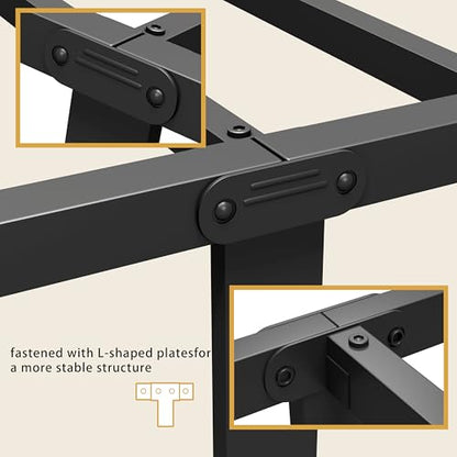 Vengarus Twin Metal Bed Frame with Victorian Headboard & Footboard, Black