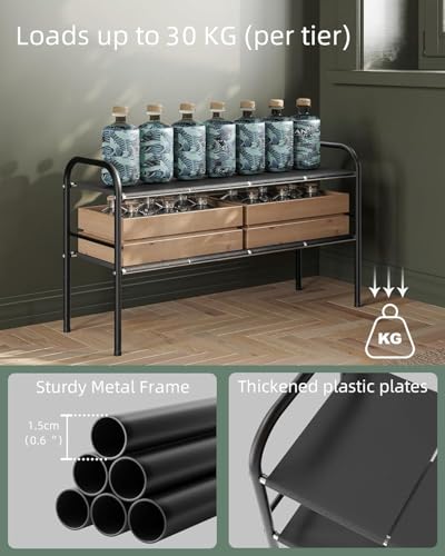 Under Sink Organizers and Storage,Expandable under cabinet organizer Shelf | 2 tier expandable shelf for kitchen and bathroom,shoe rack,8 Removable ABS Panels,Adjustable partition height,20.6-32.2" W