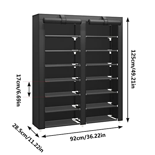 7-Tier Shoe Storage Organizer with Dustproof Cover... (Black)