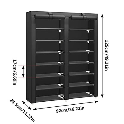 7-Tier Shoe Storage Organizer with Dustproof Cover... (Black)