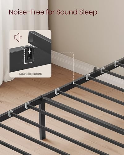 VASAGLE Twin Bed Frame with Upholstered Headboard, Metal Bed Frame Twin Size with Footboard, 550 lb Weight Capacity, Steel Slats, Easy Assembly, No Box Spring Needed, Dove Gray URMB983G01V1