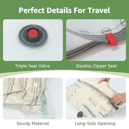 9+3 Packs Vacuum Bags for Travel with Rechargeable air Pump, 3 Sizes Vacuum Seal Bags for Clothing, Space-Saving Compression Storage Bags for Travel & Closet Organization