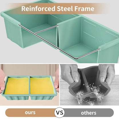 Silicone Freezer Tray for Soup Ice Cubes: 2-Cup Freezing Tray with Lid for Meal Prep - 2Pack Silicon Soup Portion Freeze Trays Make Stock Souped Ice Cube