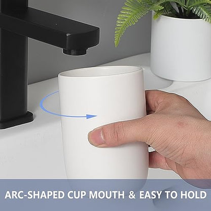 Toothbrush Holders for Bathrooms - 2 Cups Ceramic Toothbrush Toothpaste Holders Set, White Bathroom Tumbler Cups Reusable Toothbrush Mouthwash Cup, Bathroom Counter Organizer