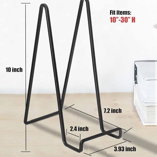 Decolore 4 Pack 10 Inch Large Display Stands Square Plate Holder Display Stand Black Frame Stand Tabletop Easel Stand for Picture, Decorative Plate, Photo Easel and Artistic Work