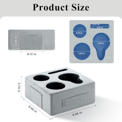 Luxspire Couch Cup Holder, Couch Caddy, 4 Holes, Gray | Couch Cup Holder Pillow Side Pocket and Handle, Couch Caddy Pillow for Phone/Drinks/Remote Control/Snacks