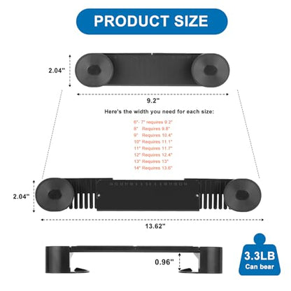 YONGAIJIA New Upgrade 4 Pack Adjustable Pot Lid Holder, Lid Organizer Fits 6" to 14" Lids, with Screw Hole Position and Sticky Wall Mounted Lid Storage Kitchen Cabinets, Cabinet Doors (Black)