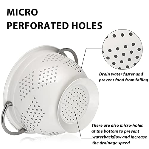 Colander Set for Kitchen, 1.5, 3, 5 Qt Food Strainers and Colanders | Stainless Steel Handle,Strainers and Colanders For Pasta, Vegetables, and Fruits, Coated Metal, Kitchen Essential