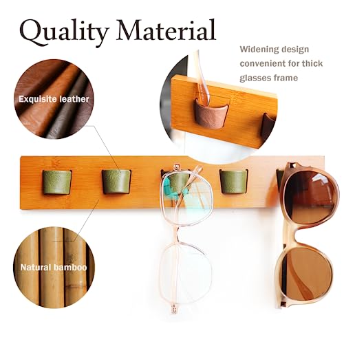 ACOCOFE Sunglass Organizer Glasses Holder,Wood Eyeglass Storage Holder,Sunglasses Rack Eyewear Display((Brown-green)