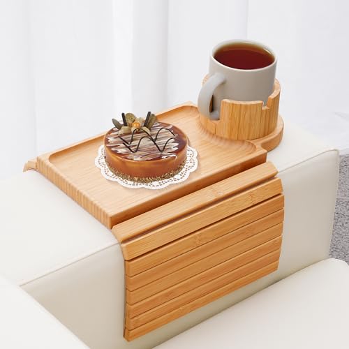 Couch Cup Holder Tray, 3 in 1 Couch Arm Trays,Larg...