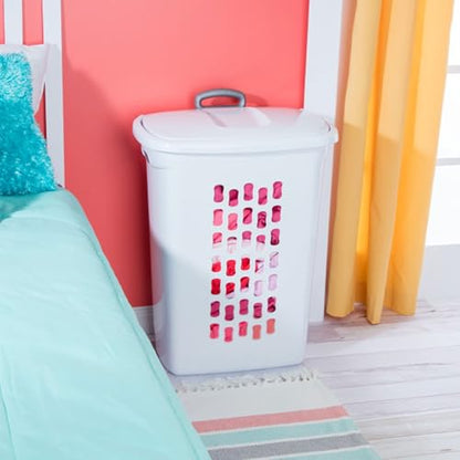 Sterilite Ultra™ Wheeled Hamper, Plastic Laundry Hamper, White, 3 Pack