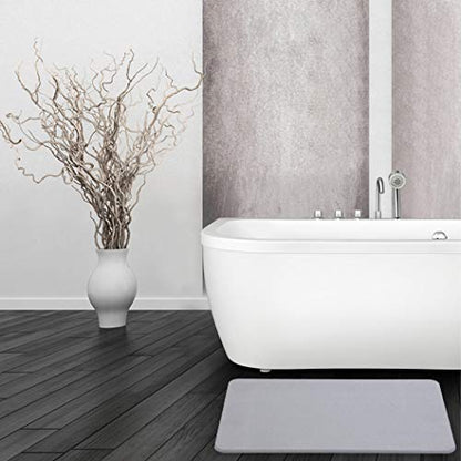 Stone Bath Mat Diatomaceous Earth Bath Mat Diatomite Large Fast Water Drying Diatom Mud Foot Pad Bathroom Floor Mats Diomaschos Diomataceous Diacotomous Earth (Grey)