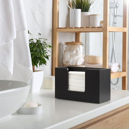 Wooden Paper Towel Dispenser Countertop, Bathroom Guest Towel Holder for Multifold C-Fold Z-Fold Trifold Hand Towels, Black Wood Napkin Holder for Kitchen, Vanity, Powder Room