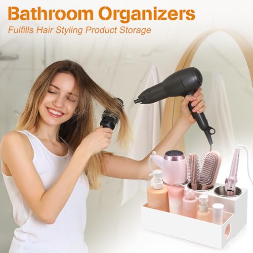 Hair Tool Organizer with 3 Stainless Steel Cups, Cooling Hot Tools | Bathroom Vanity Storage, Hair Styling Accessorier Hair Dryer, Blow Dryer, Curling Iron, Flat Iron, Hair Straightener