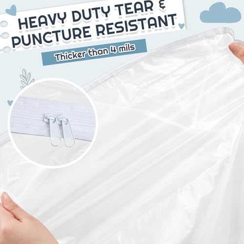 Colingmill 1 Pcs Crib Mattress Storage Bag with Zipper, 4+ Mil Clear Plastic Waterproof Crib Mattress Bag for Moving and Storage, 52.5x28x6.5 Inches